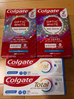Colgate Optic White Pro Series & Colgate Total Toothpaste Bundle of 6 Tubes